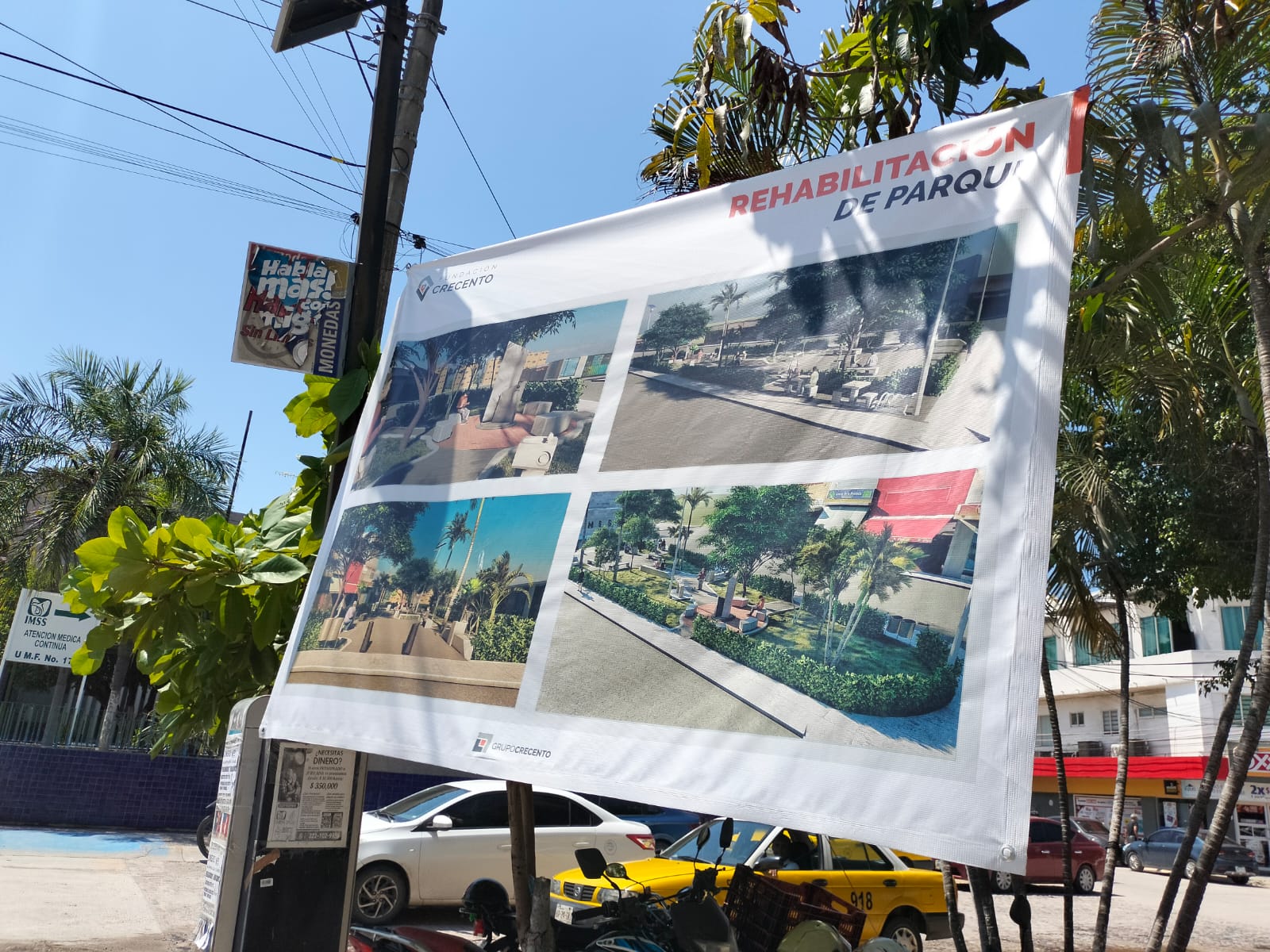 Lonas de Fundación Crecento sobre parque rehabilitado