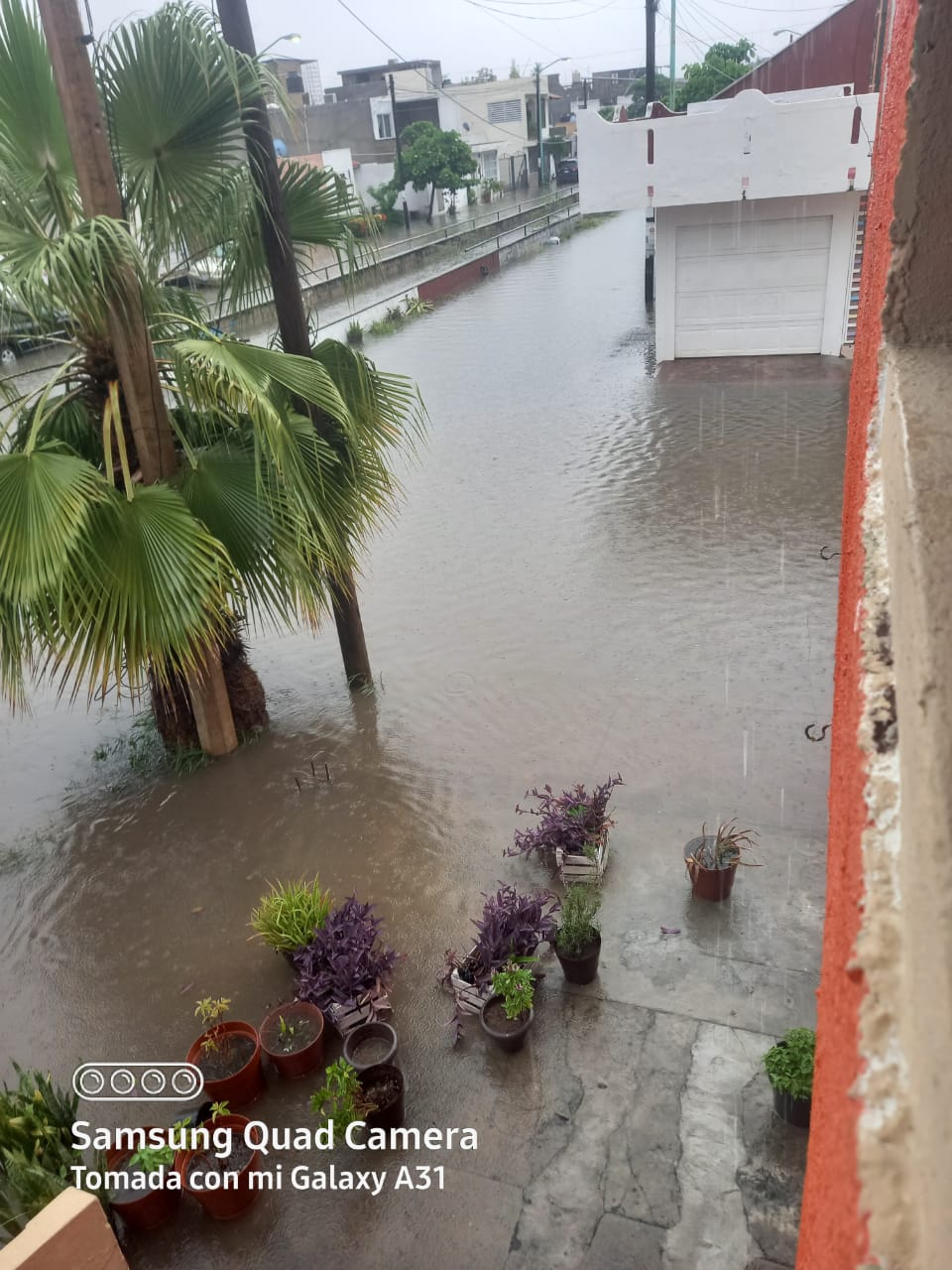 Vista desde casa de calle inundada