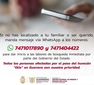 La activación del WhatsApp es únicamente para buscar personas no localizadas