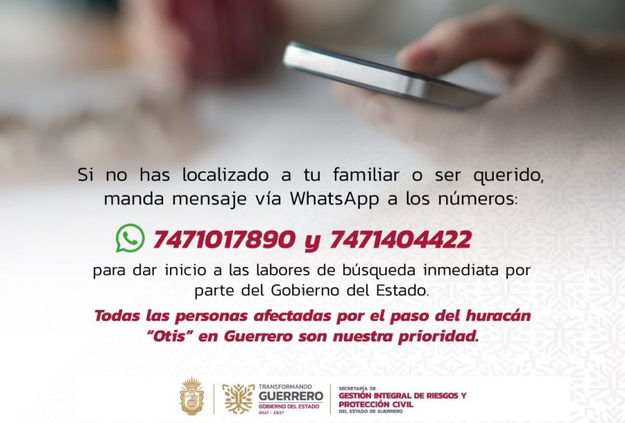 La activación del WhatsApp es únicamente para buscar personas no localizadas