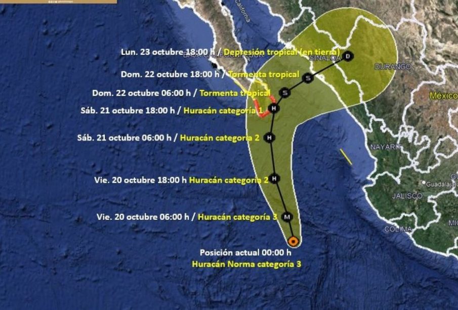 Huracán Norma se dirige a BCS