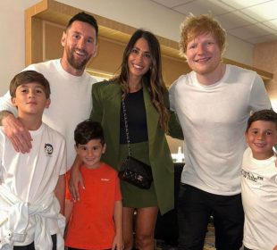 Lionel Messi y su familia en concierto de Ed Sheeran