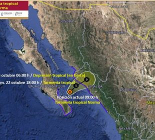 En este momento 'Norma' se encuentra frente a Sinaloa