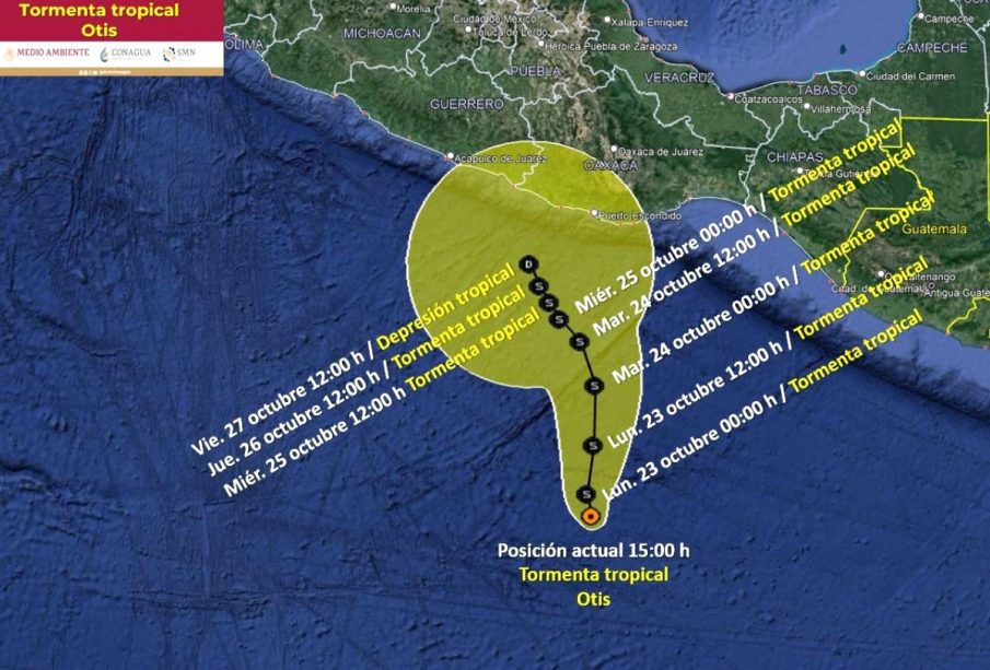 Mapa de trayectoria del ciclón "Otis"