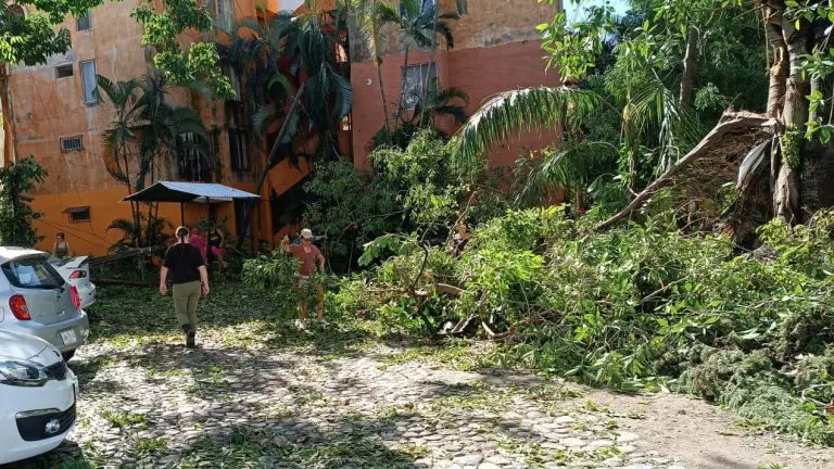 Vecinos ayudando con el espíritu de Vallarta en pleno