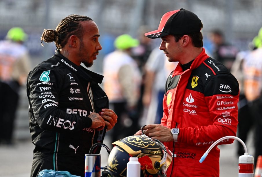 Lewis Hamilton y Charles Leclerc