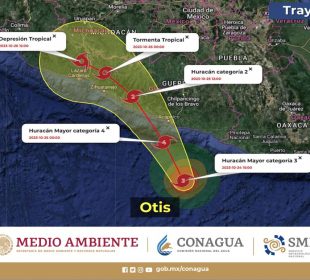 Mapa de trayectoria del huracán "Otis" octubre 2023