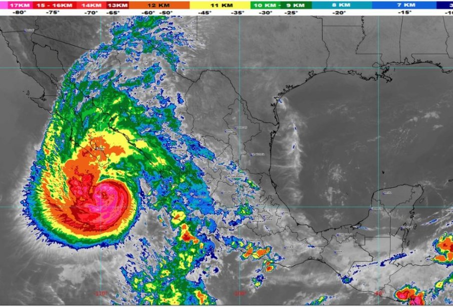 Mapa de México con trayectoria de huracán Norma