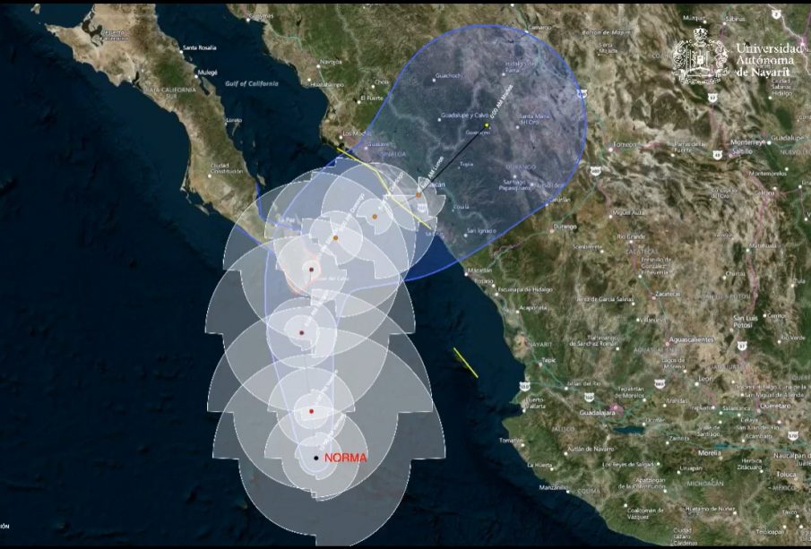 Trayectoria del huracán "Norma" octubre 2023