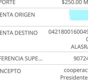 El depósito se hizo por vía transferencia bancaria