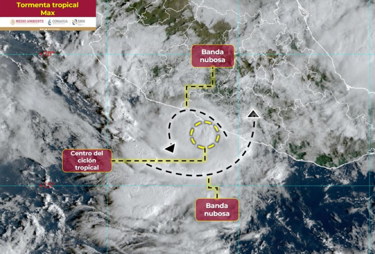 Tormenta tropical “Max” toca tierra en Petatlán, Guerrero