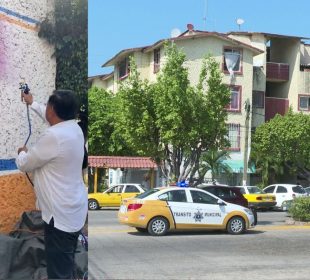 Alcalde Luis Michel pintando edificios en La Aurora