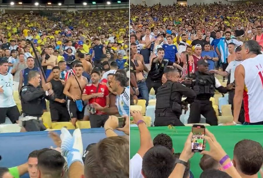 Pelea entre policías y aficionados en estadio Maracaná
