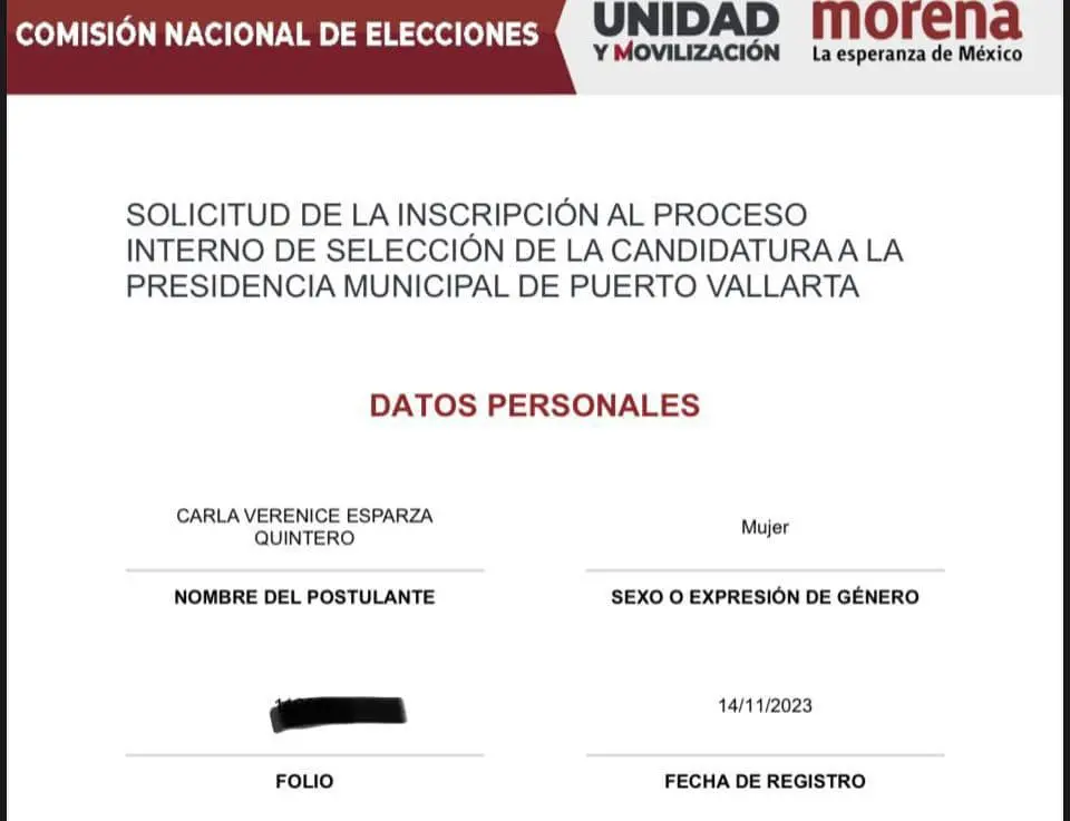 Registro de Carla Esparza