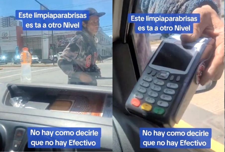 Limpiaparabrisas y terminal bancaria