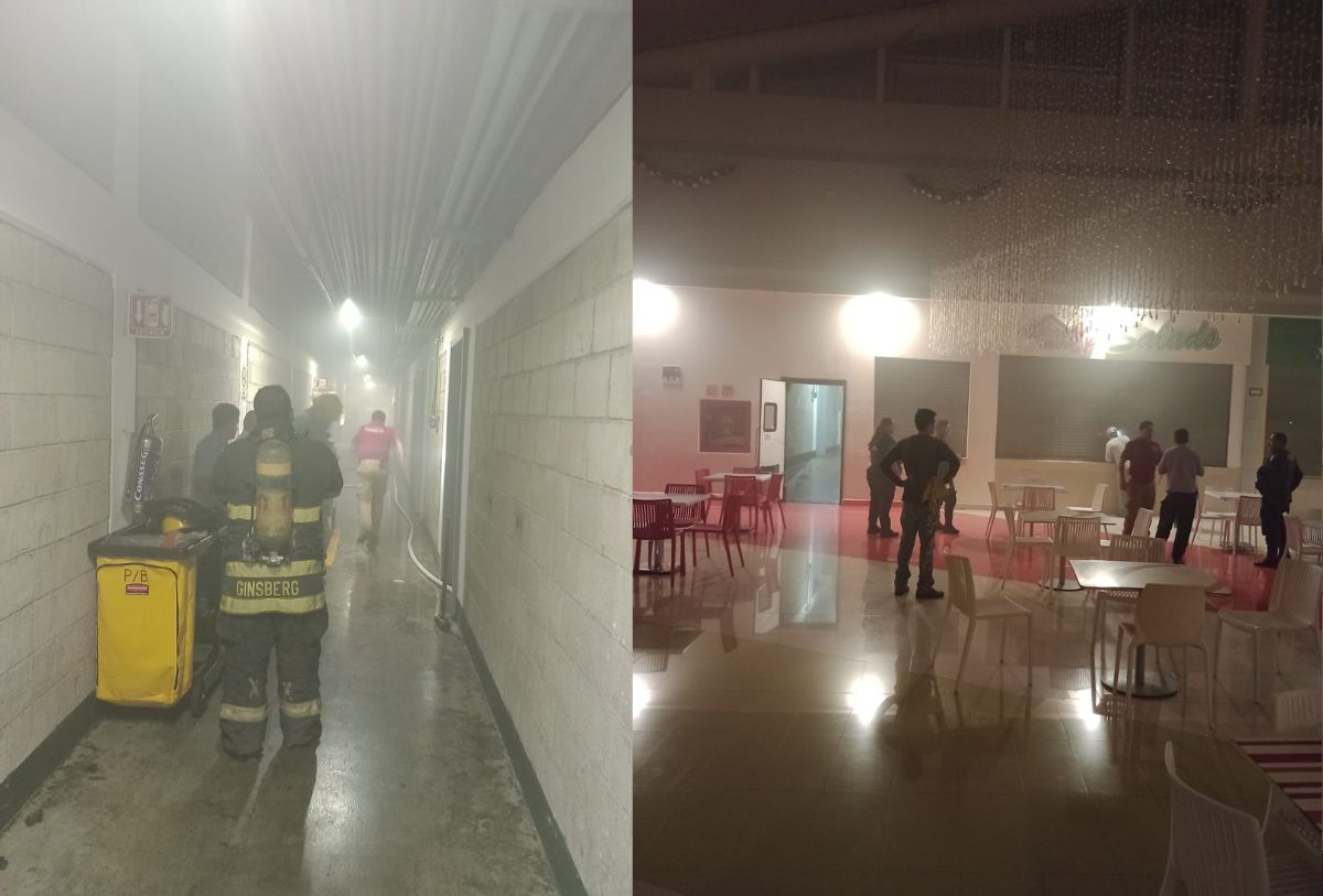 Bomberos en plaza comercial