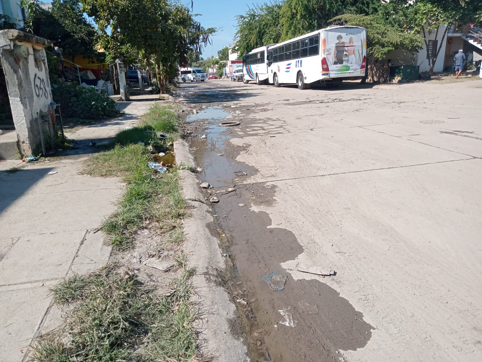 Calle Azucena con lodo