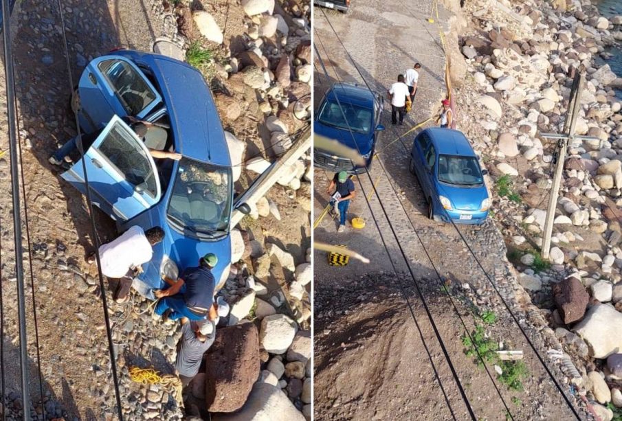 Carro cae en rio Cuale