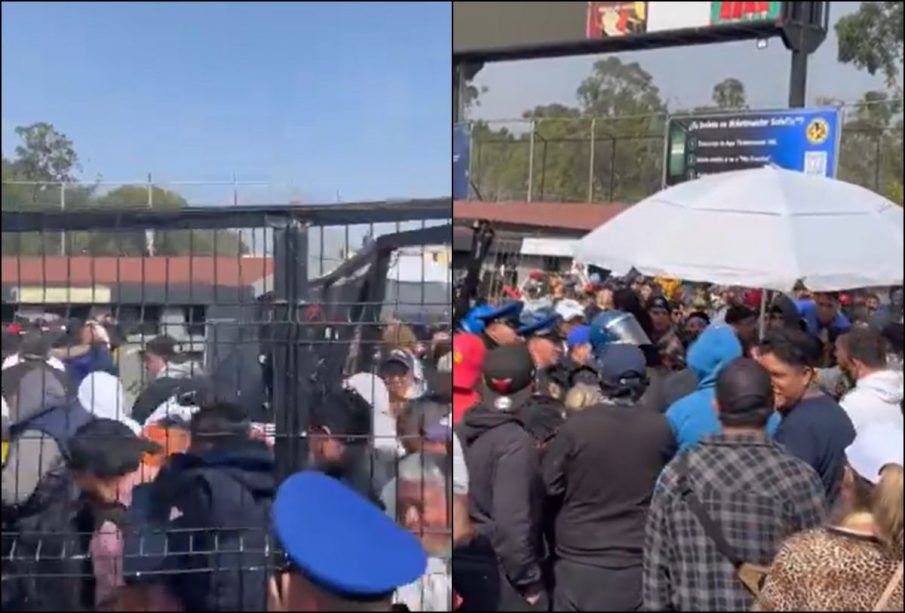 Caos en taquillas del Estadio Azteca.