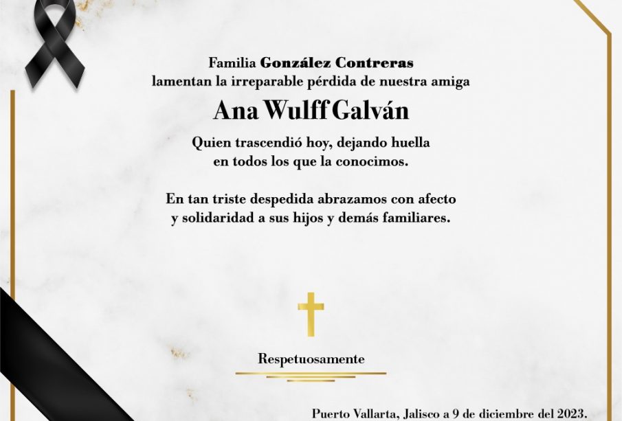 Esquela Ana Wulff Galván