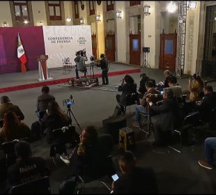 Mañanera de AMLO en Palacio Nacional.