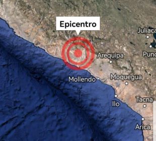 Mapa del sismo en Arequipa, Perú