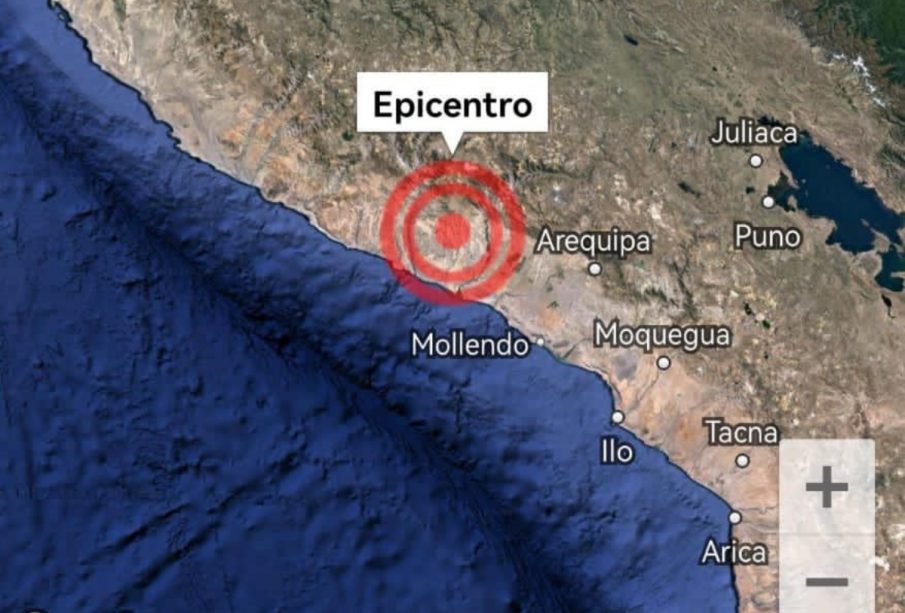 Mapa del sismo en Arequipa, Perú