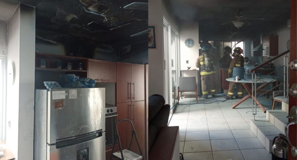 Cocina de casa incendiada