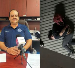 Comisario Rigoberto Flores Parra y joven golpeado