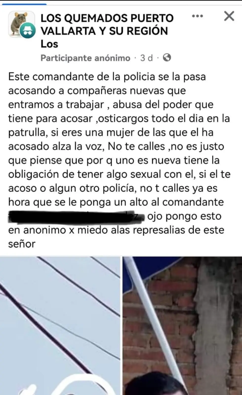 Denuncia de acoso a comandante