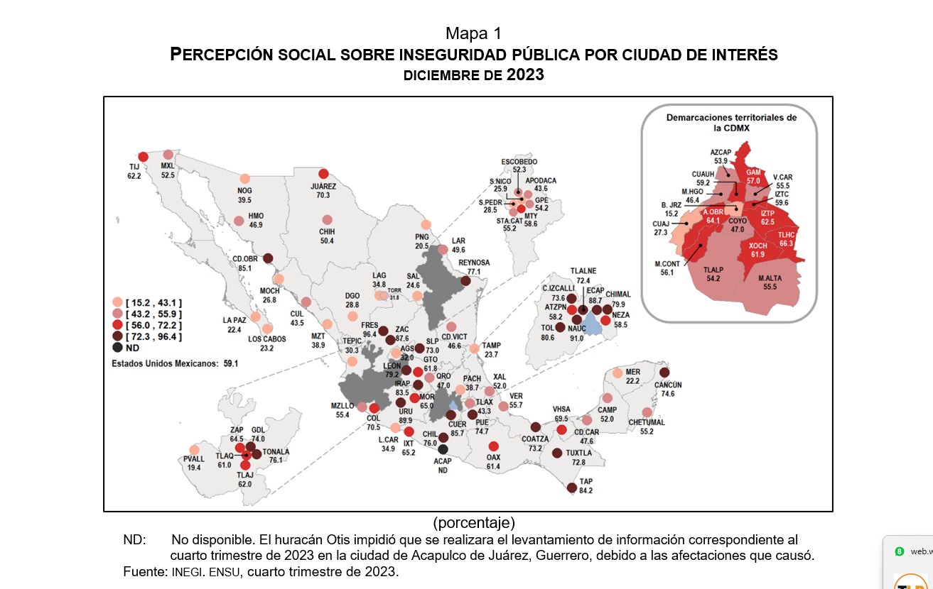 Mapa de la percepción de seguridad en Vallarta