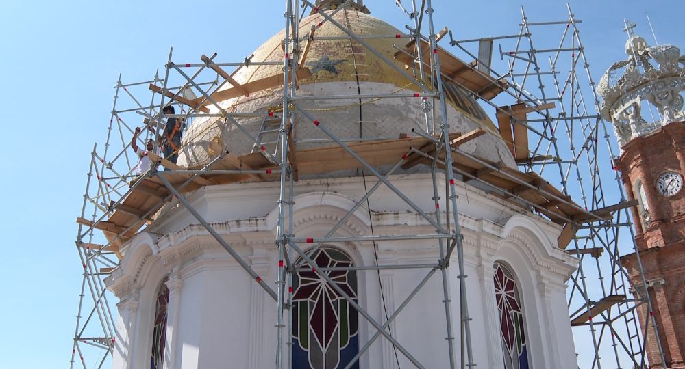 Obra en la cúpula del Templo de Guadalupe