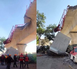 Puente tren interurbano colapsado