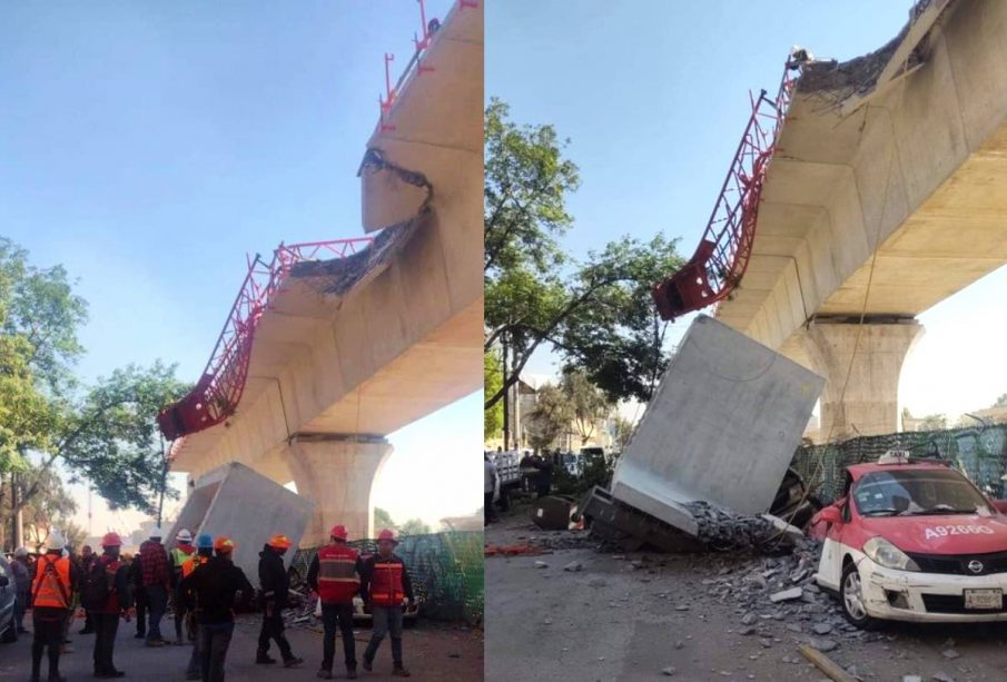 Puente tren interurbano colapsado