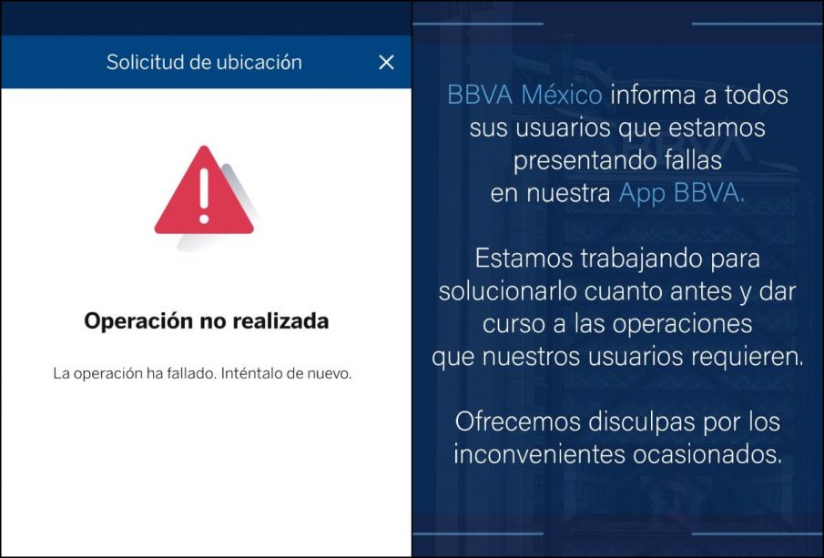 Falla en app de BBVA.