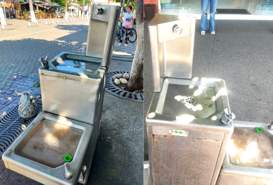 Bebederos en mal estado en el malecón