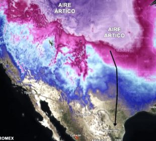 Mapa de trayectoria de Masa de aire polar ártico