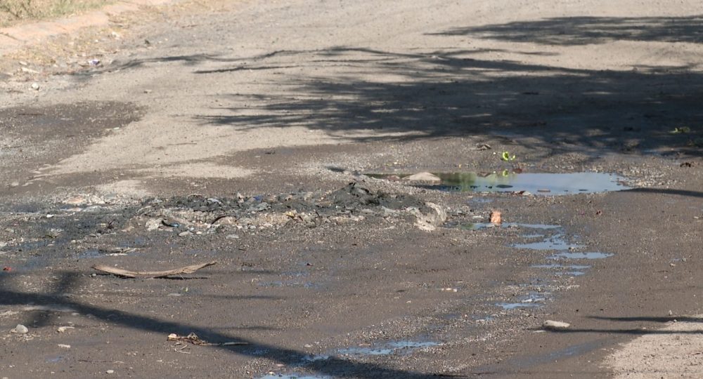 Calle lodosa en Av. de las Dalias del fraccionamiento Jardines del Sol