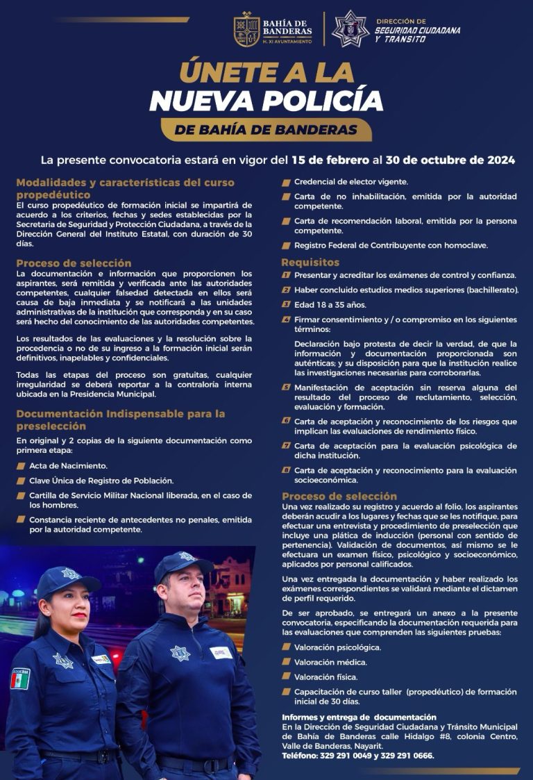 Convocatoria para nuevos policias en Bahía