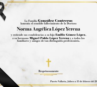 Esquela por el fallecimiento de Norma Angélica López Yerena