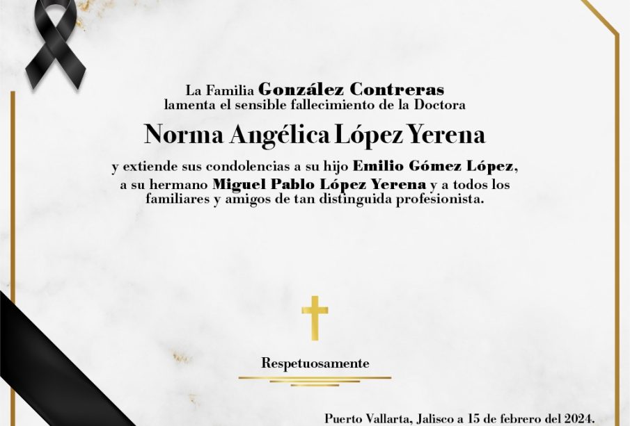 Esquela por el fallecimiento de Norma Angélica López Yerena