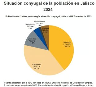 Gráfica de la situación matrimonial en Jalisco