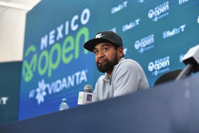 Tony Finau en conferencia de prensa del Mexico Open at Vidanta 2024