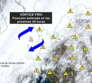 Mapa del vórtice frío en México