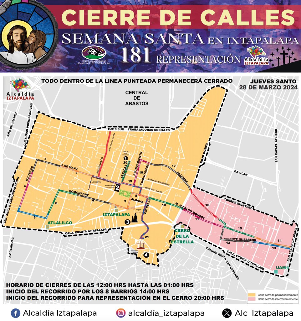 Viacrucis de Iztapalapa: Horario, calles cerradas, alternativas viales y Ley Seca