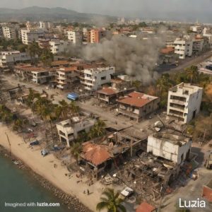 Así se vería Puerto Vallarta con un incendio forestal masivo: IA