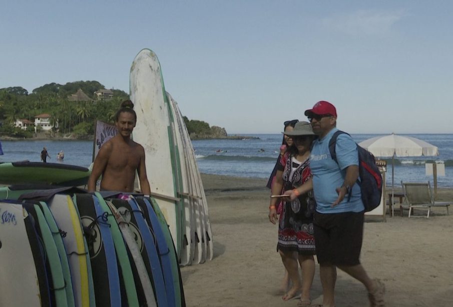 Tablas de surf en la playa