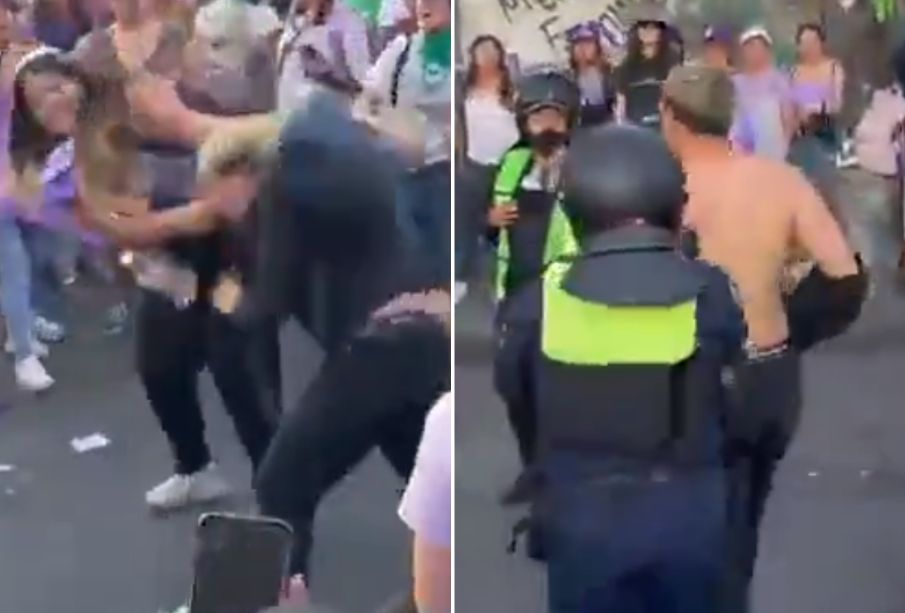 (VIDEO) Motociclista agrede a mujeres en marcha del 8M; "ellas me golpearon primero", dice