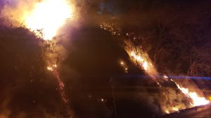 Incendio de terreno baldío pone en riesgo a casa en Amapas