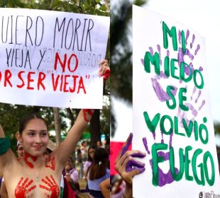 Mujeres marchan por el 8M en Vallarta